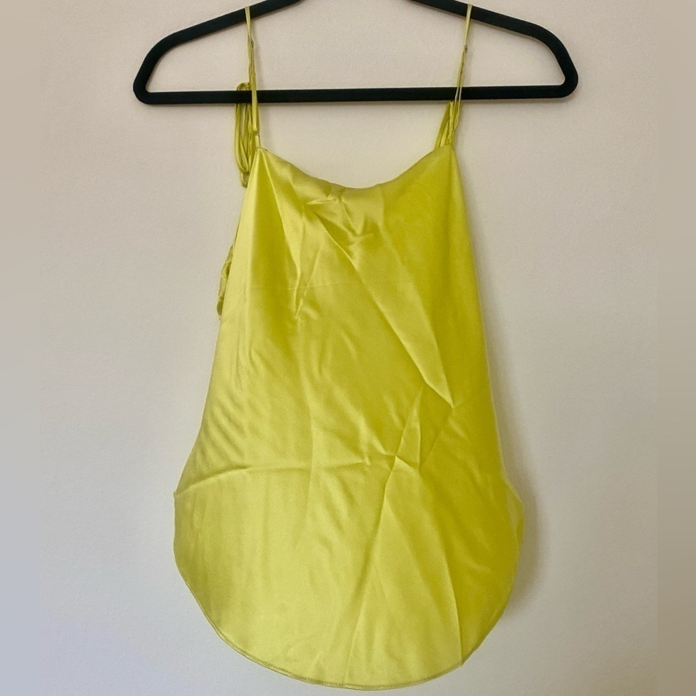 Cinq a Sept Marta Beaded Tassel Cowl Neck Silk Cami Top Key Lime Y2K Style - Picture 9 of 14
